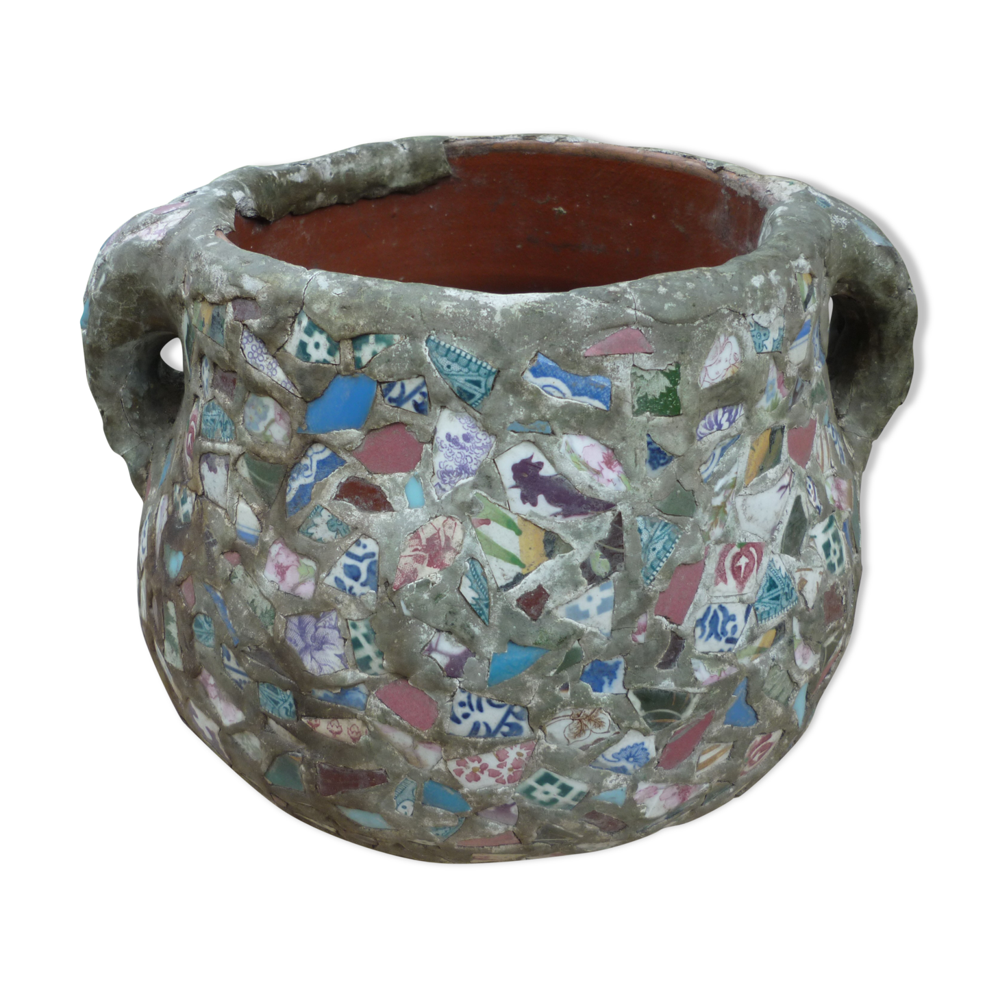 Pot terracotta mosaic called picassiette