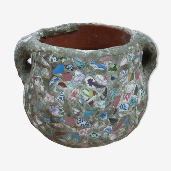 Pot terracotta mosaic called picassiette