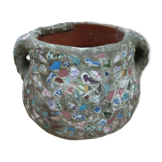 Pot terracotta mosaic called picassiette