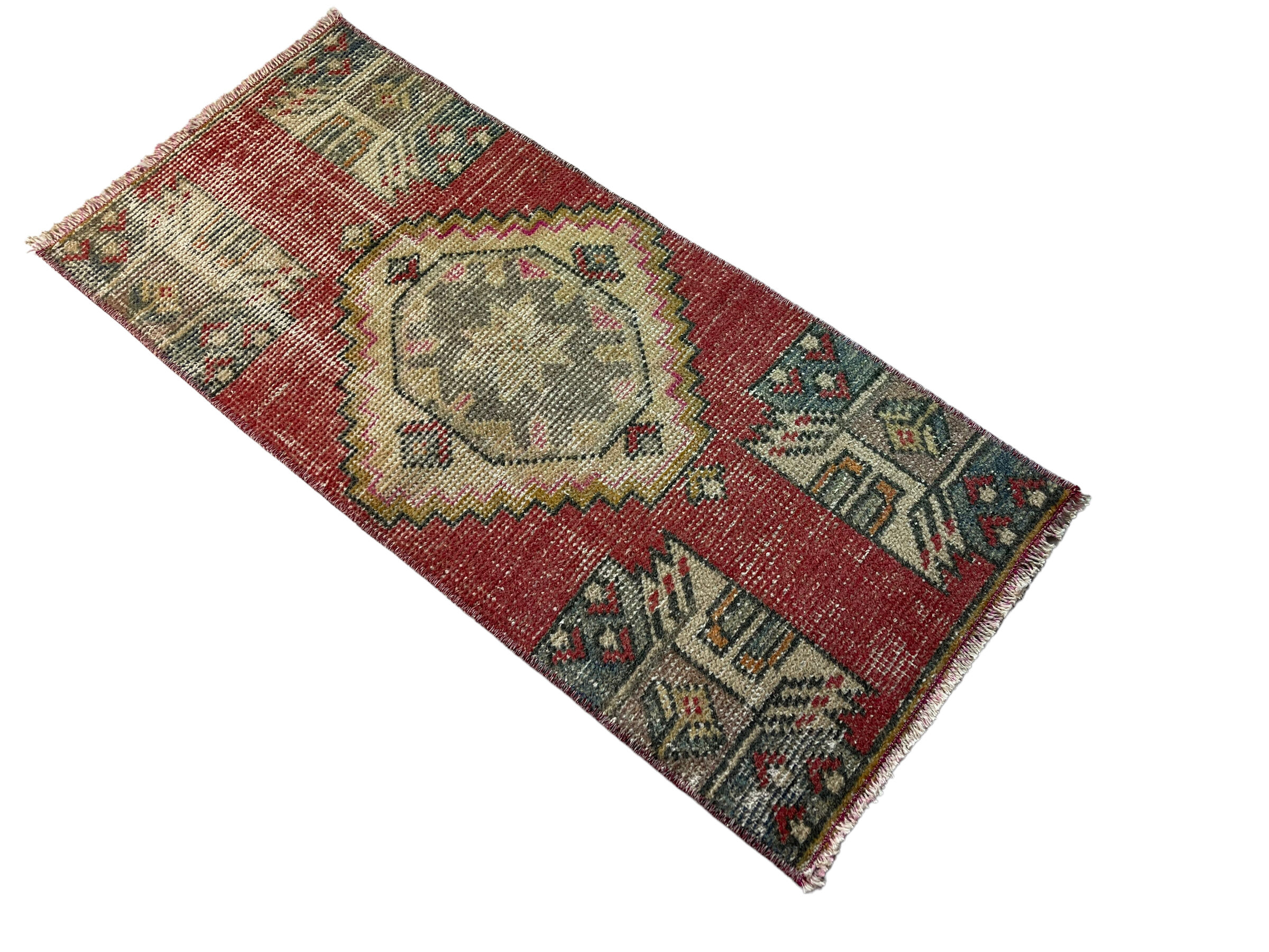 Vintage turkish pastel mini rug  98 x 45 cm