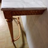 Console in gilded wood and marble style Louis XVl