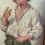 Old painting, portrait of a young man, monogrammed DN dated 1906