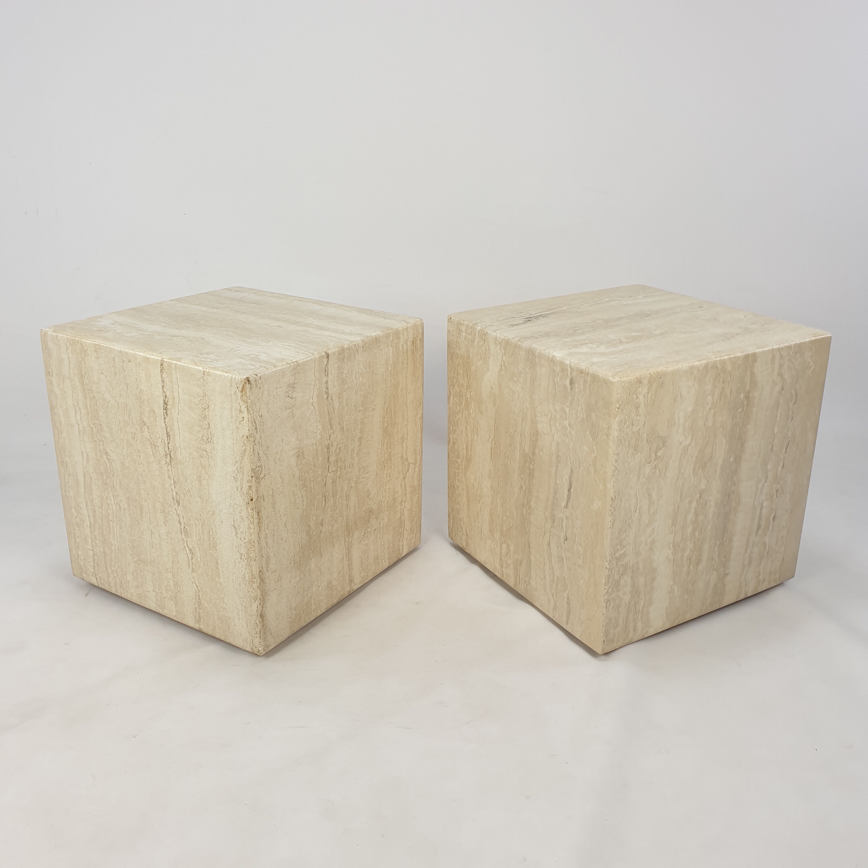Italian Travertine Side Table, 1980's