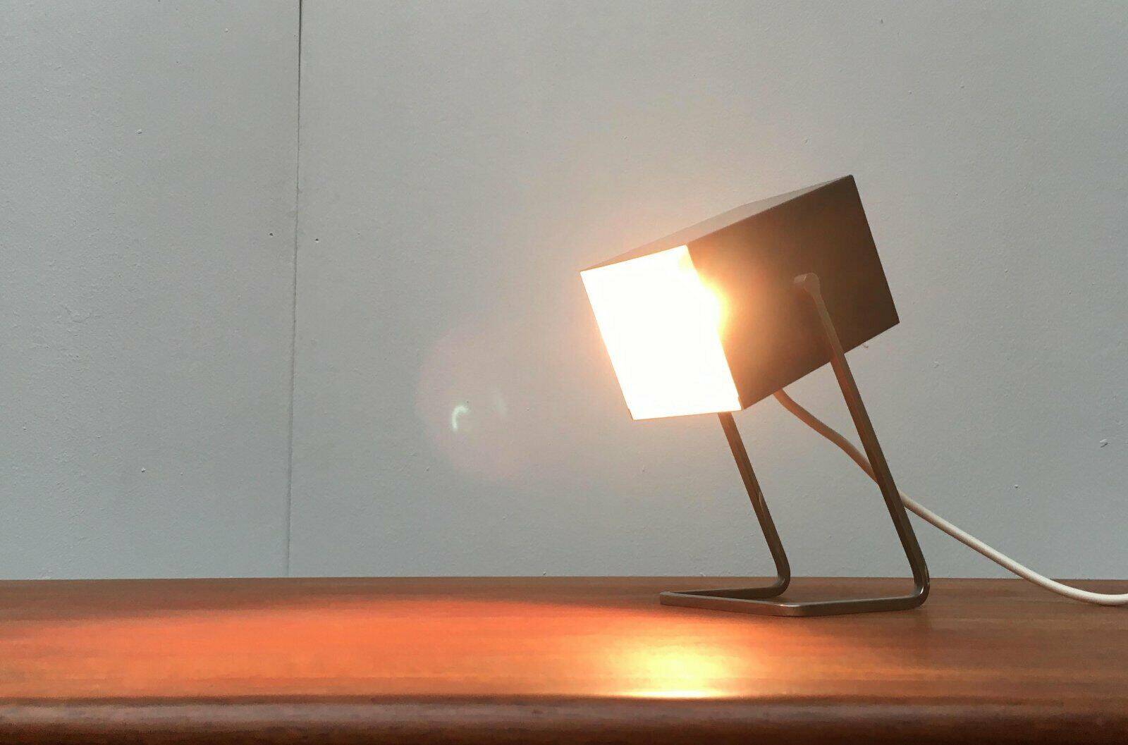 Mid-century German cube table lamp by Kaiser Idell Leuchten.