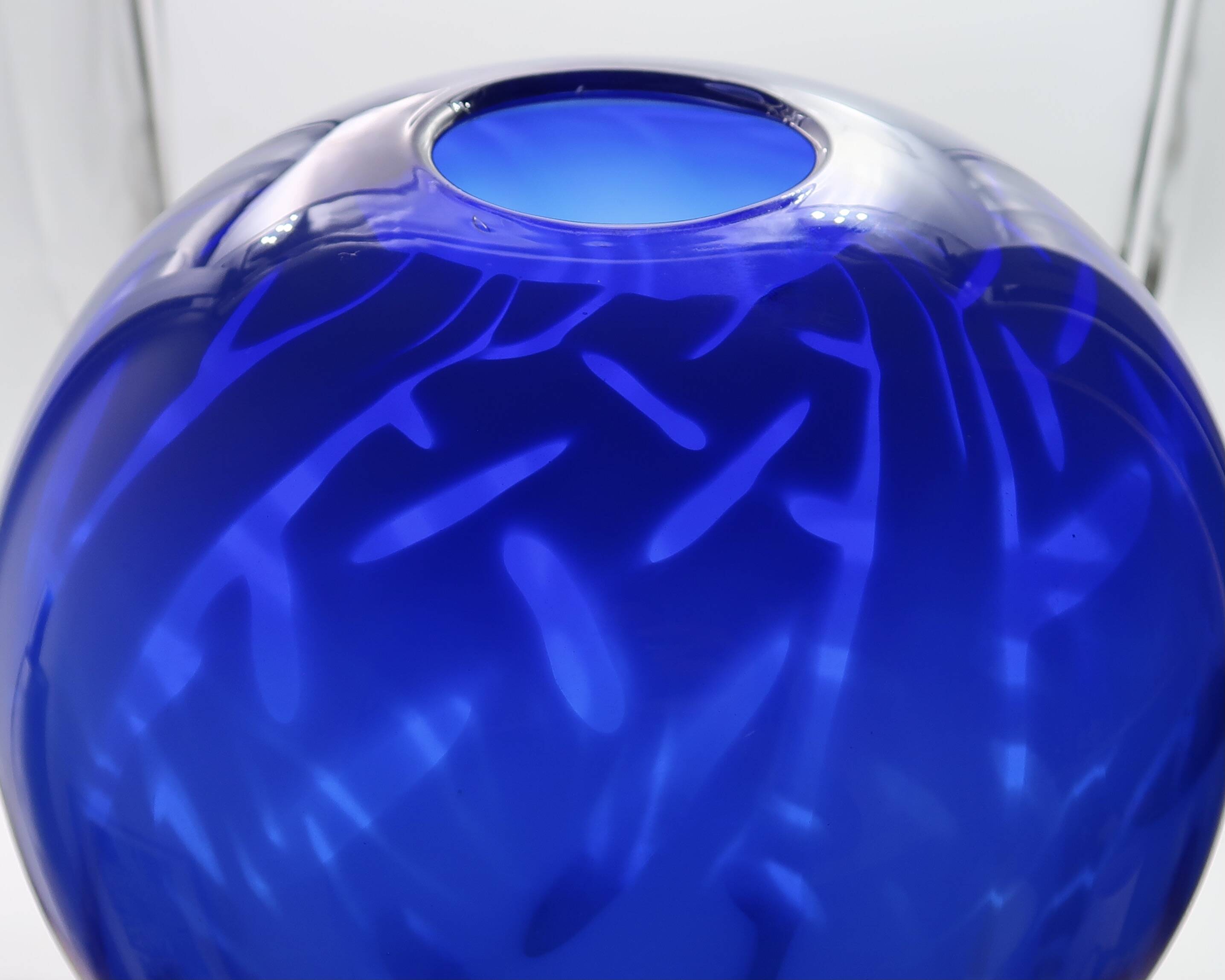 Impressive blue blown glass vase by Nicolas Morin.
