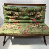 Solid oak terrace bench from the 70s
