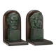 Vintage pair of bronze and wood bookends Verdi Chopin design 1960s-1970s
