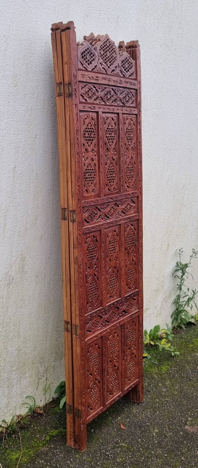 Indonesian screen 4 teak panels