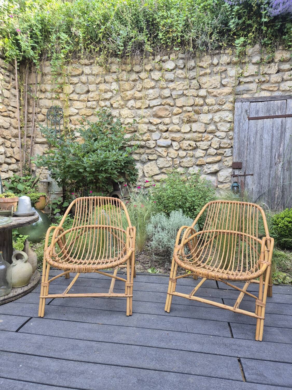 Rattan armchairs