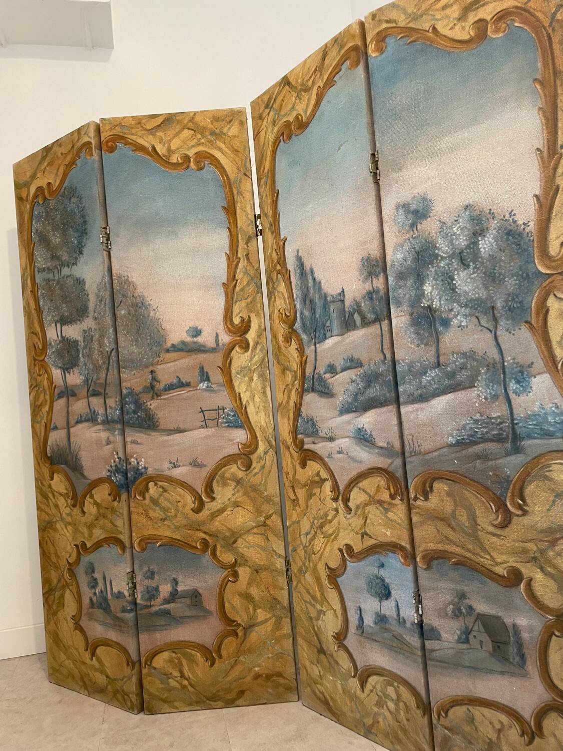 Louis XV style screen - hand painted