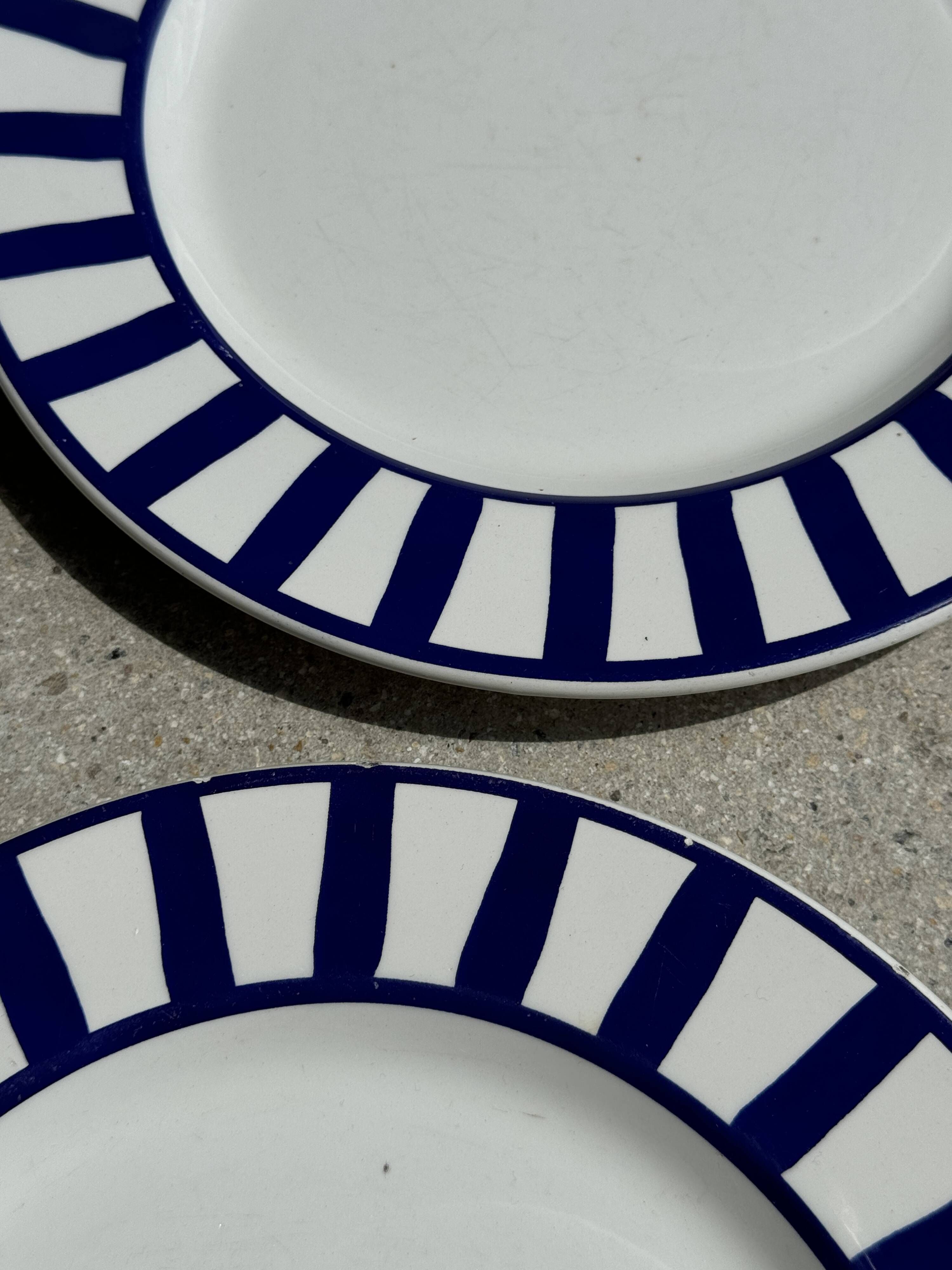 Set of 2 blue striped plates Ceramica Quadrifoglio Italy