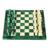 Handmade malachite chess set.