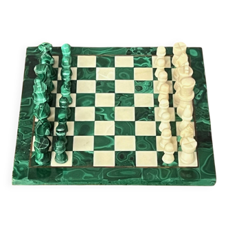 Handmade malachite chess set.