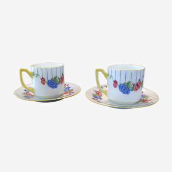 2 cups and saucers fine porcelain EPIAG Czechoslovakia number 17