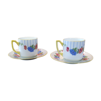 2 cups and saucers fine porcelain EPIAG Czechoslovakia number 17