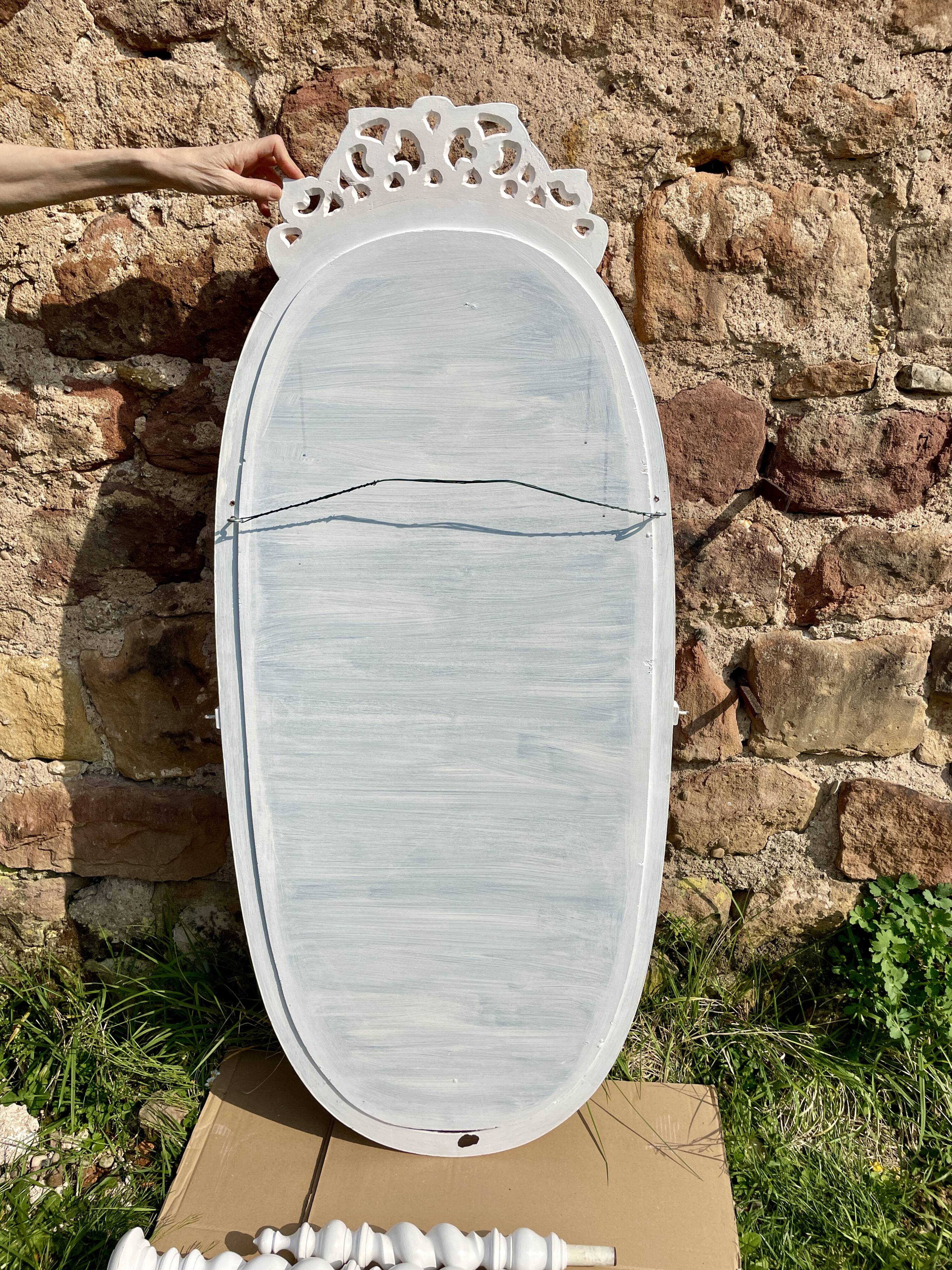 Late 19th century Portuguese wooden mirror, Bilros style - Rare