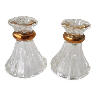 Pair of crystal candle holders