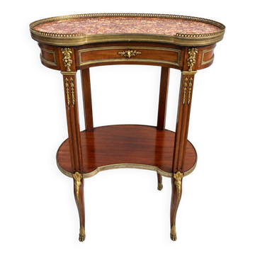 Kidney table in mahogany, brocatelle marble, Louis XV Transition, 19th century.