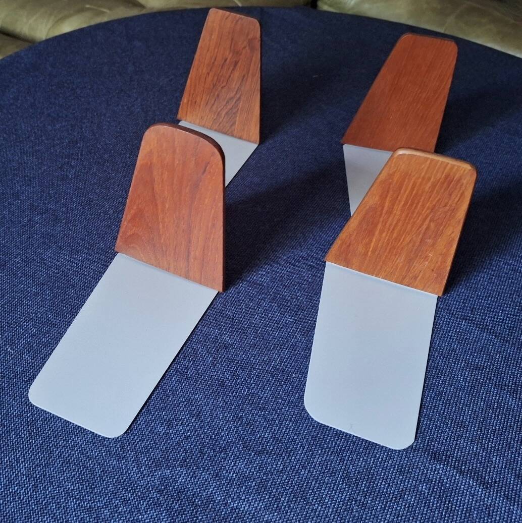 Set of 4 mid century teak bookends, Kai Kristiansen attr., Denmark 1960s