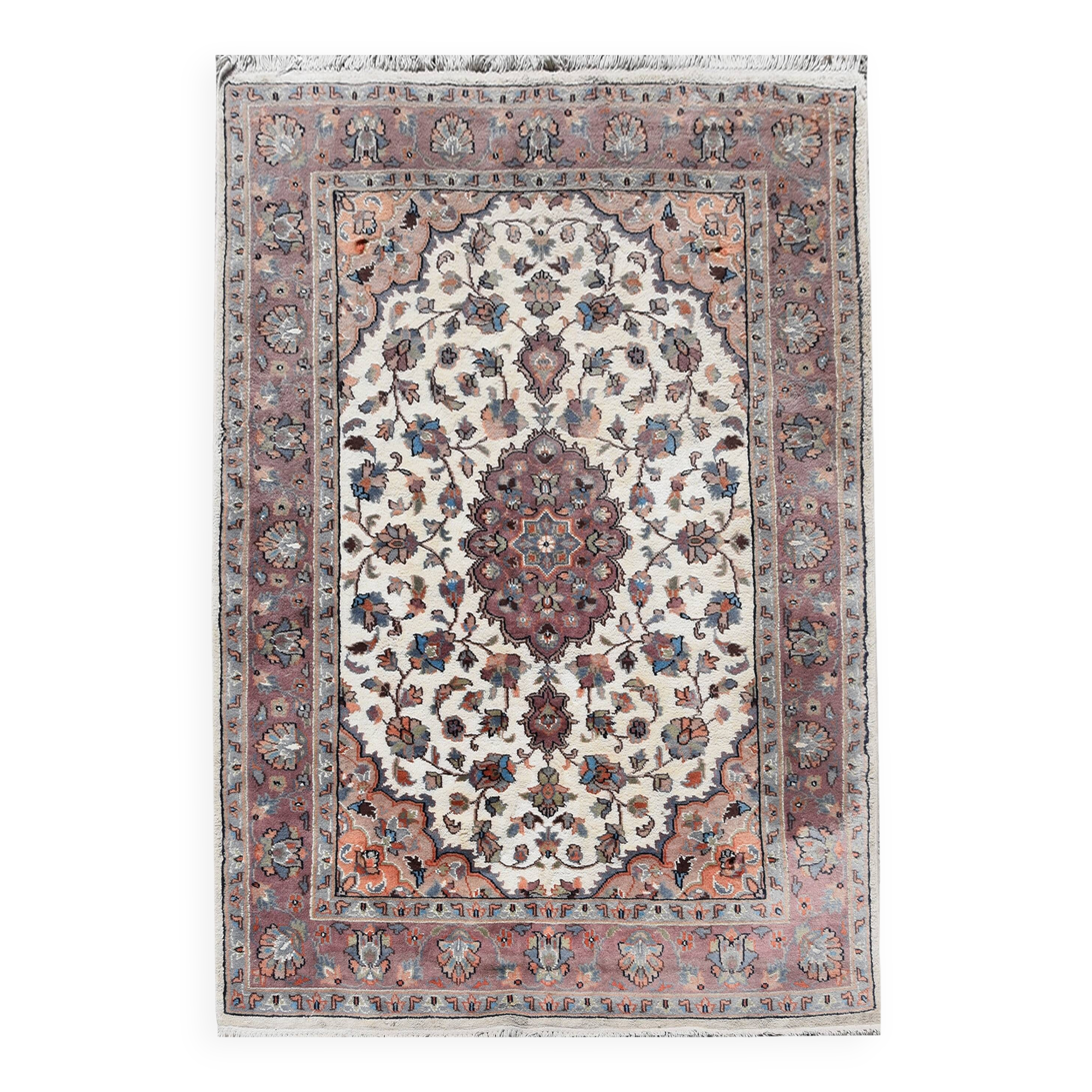 Tapis d'orient jihangir - laine et soie: 1.82 X 1.26 mètres - qualité: laine et soie sur trame coton