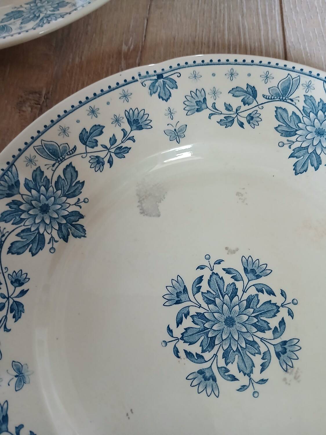 5 old flat plates in Sarreguemines ironstone