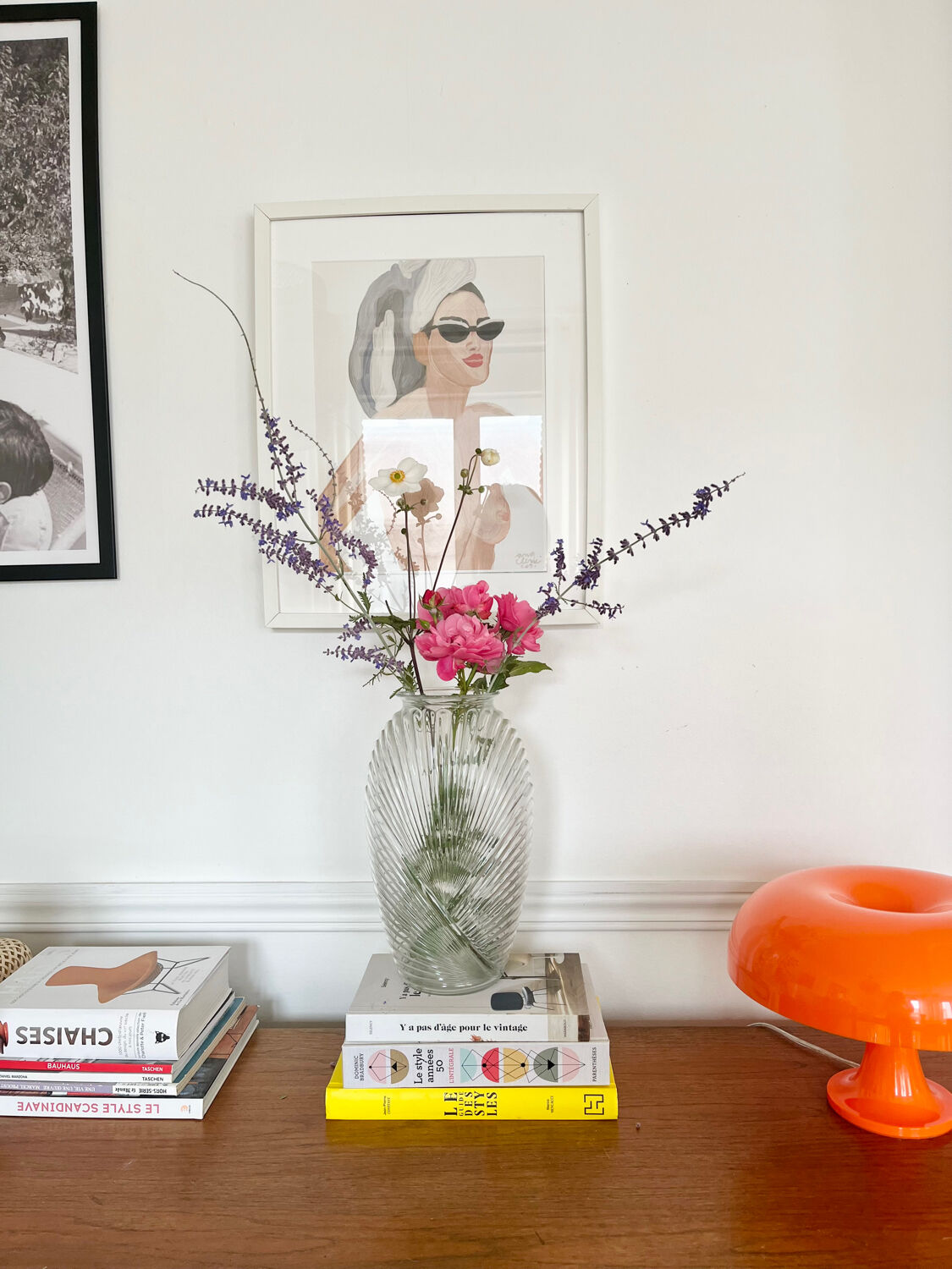 Vintage draped glass vase