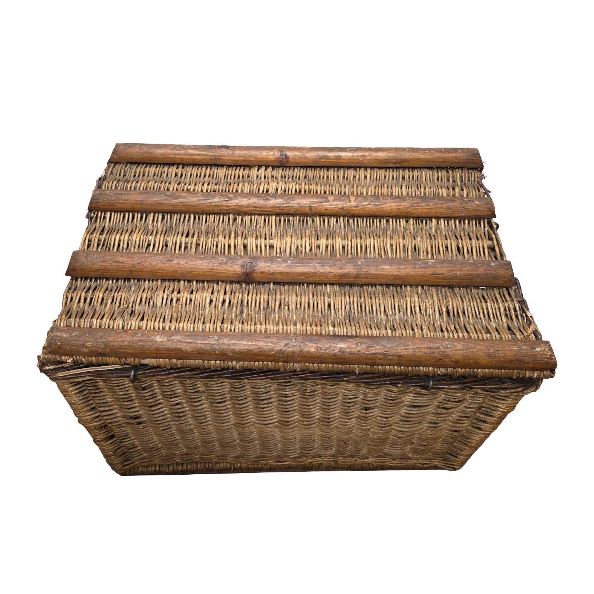 Old Large French Wicker Basket, 1st half 1900s