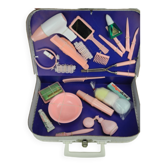 jeu jouet ancien valise mallette beauté coiffure old toy beauty kit vanity case