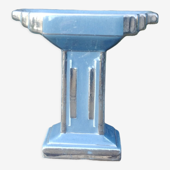 Vide poche en céramique vernissée bleu forme colonne art déco années 20/30