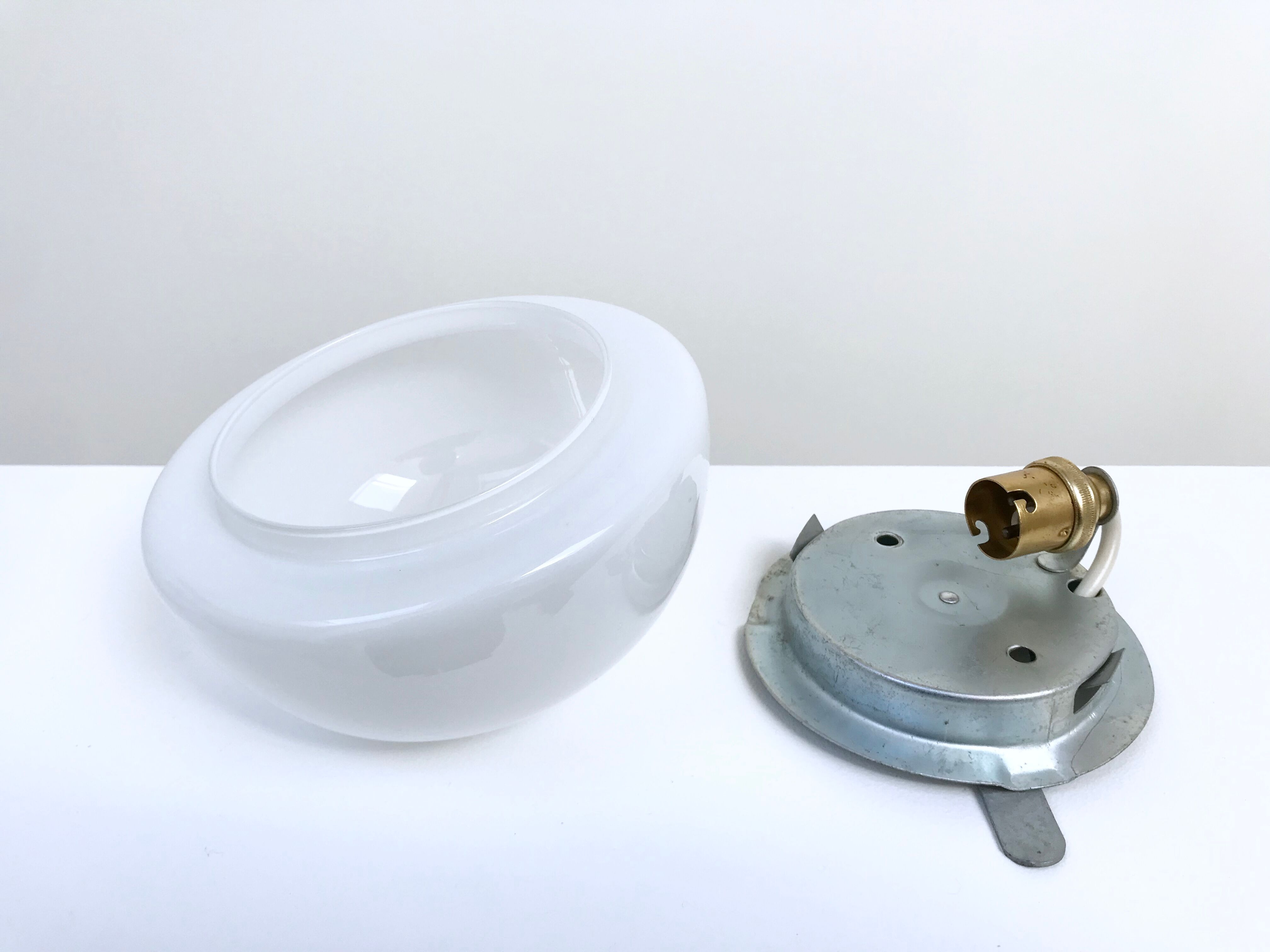 Lot of two wall lights in opaline, 1950