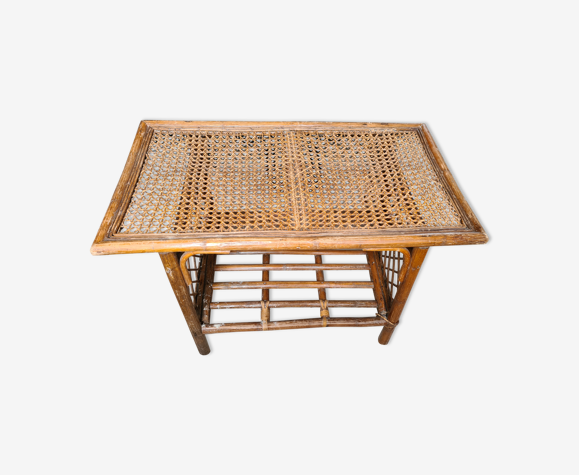 Table en rotin et bambou vintage