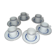 6 Christofle bandeea blue porcelain coffee cups