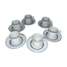 6 tasses à café porcelaine Christofle rubanea bleu