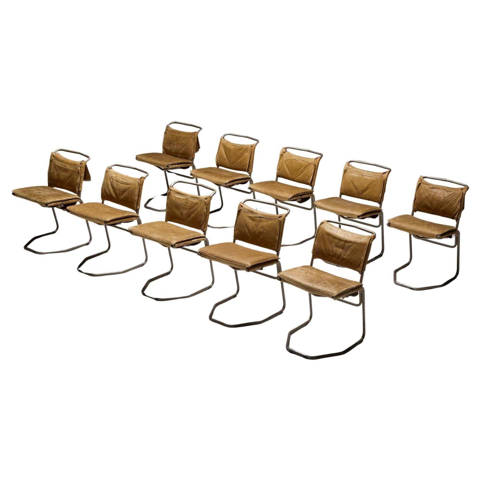 Leather & Steel Dining Chair by Raymond Rombouts, Belgium, 20th century