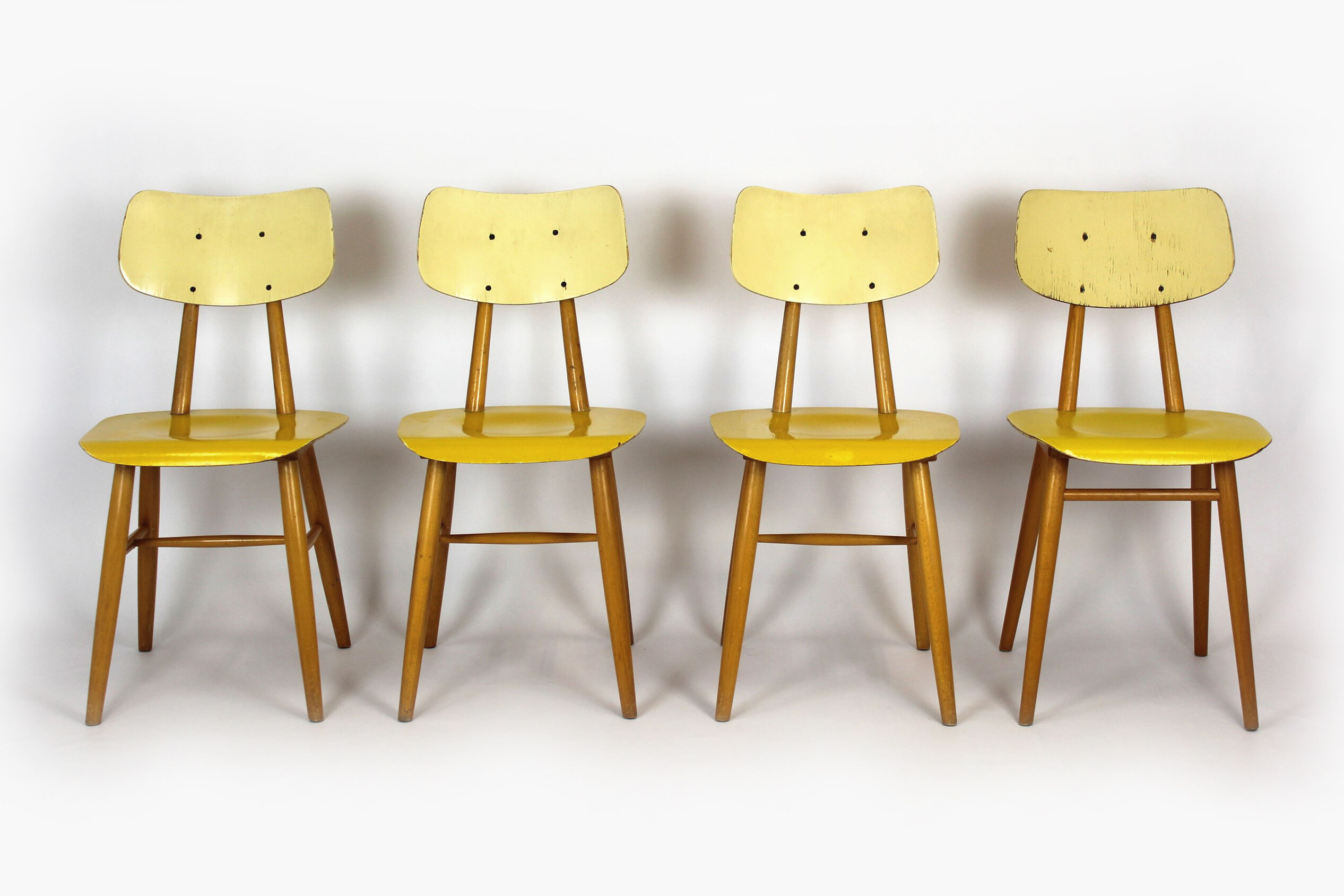 Set of 4 vintage wooden dining chairs from Ton 1960s