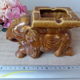 Antique brown ceramic elephant ashtray