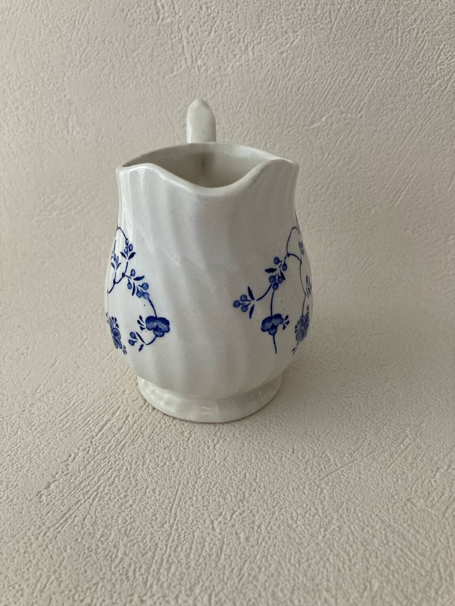 Myott Meakin England Blue Cup Saucer and Milk Jug