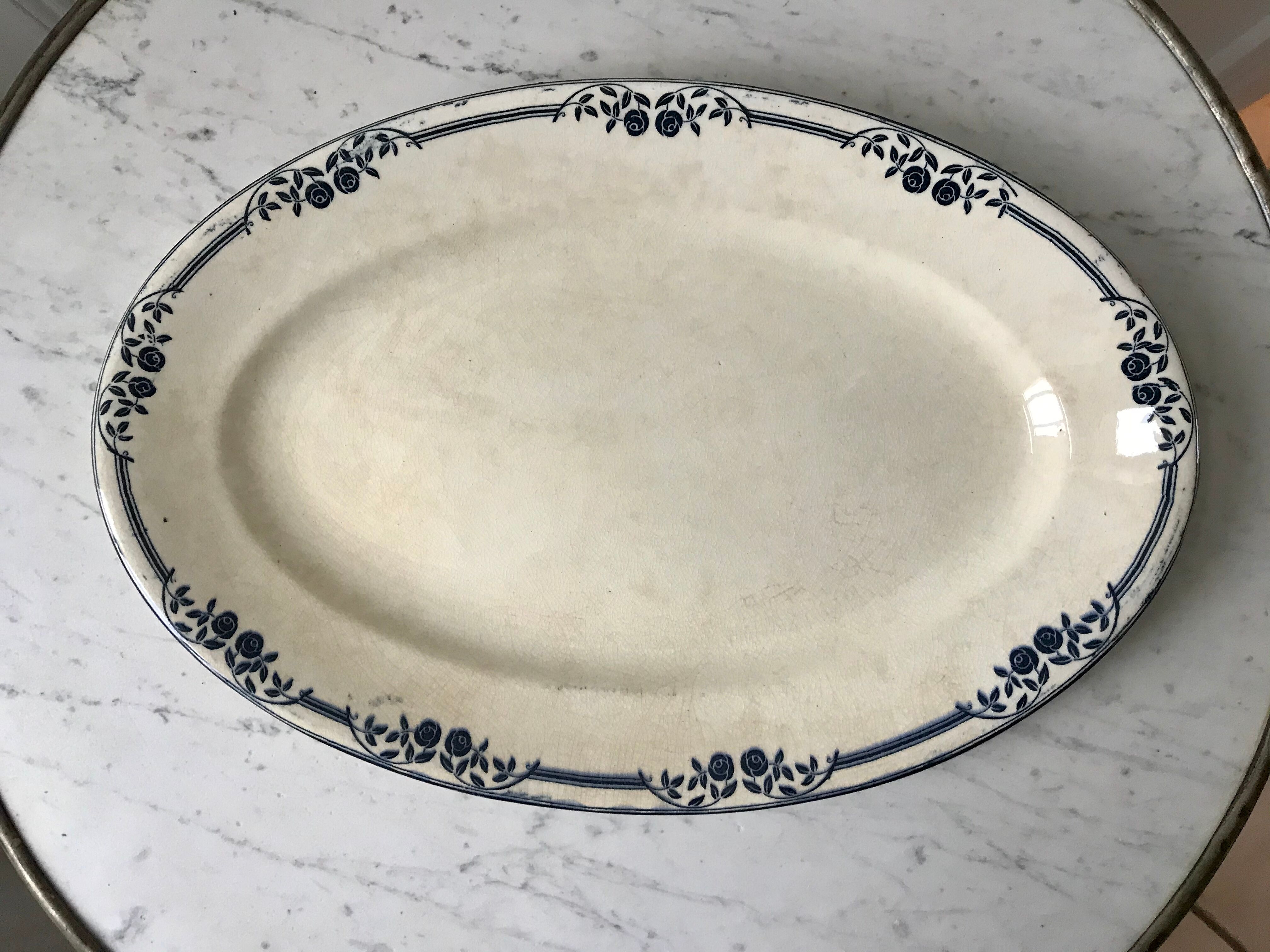 oval flat Terre de Fer bleu XIXth