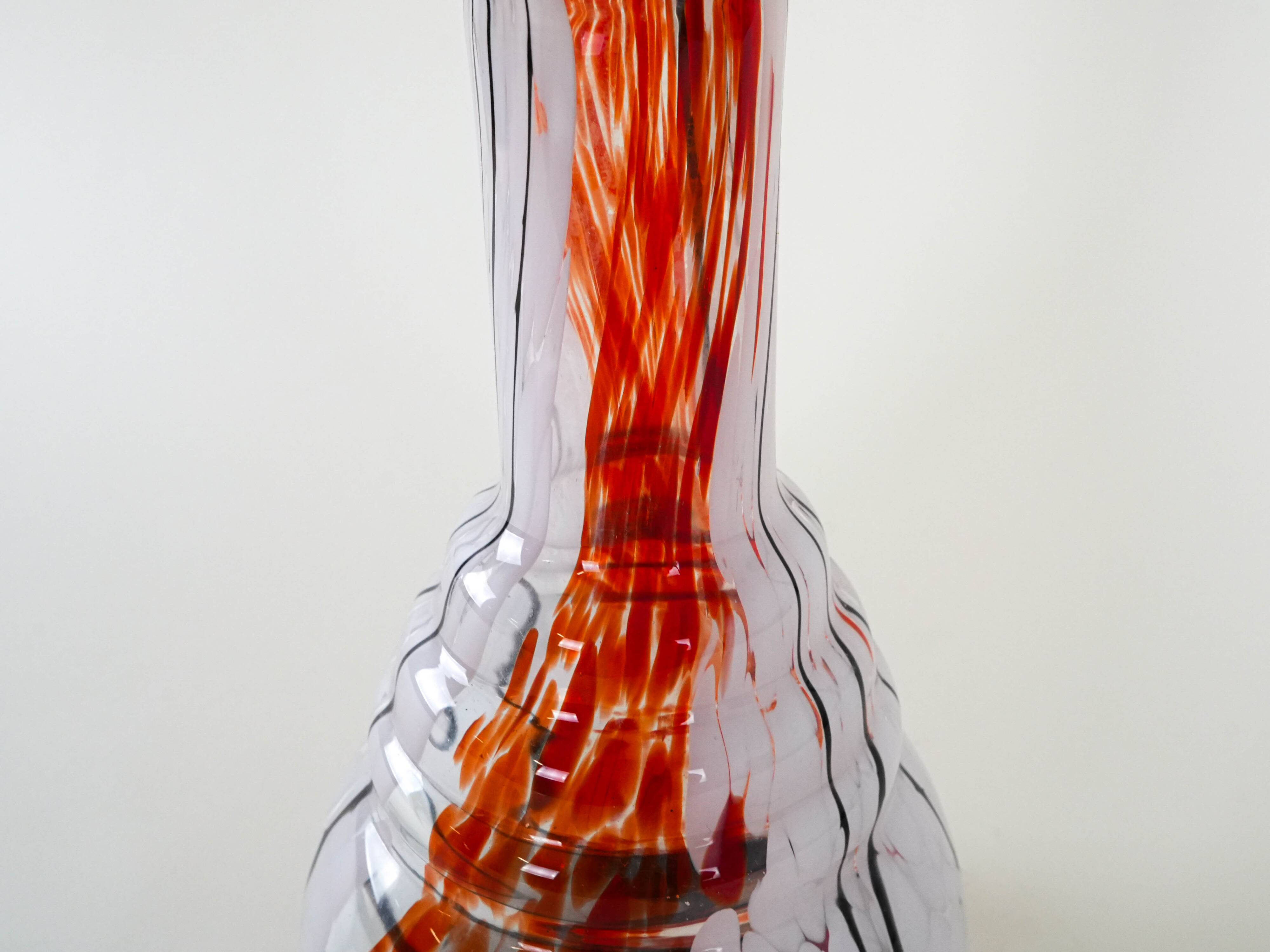 Glass vase, Italian design, 1970s, made in Italy
