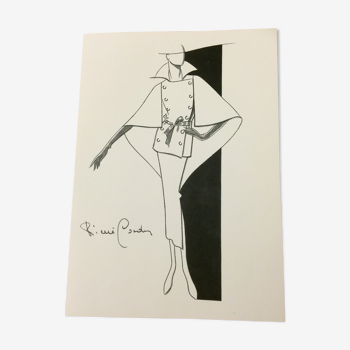 Pierre Cardin: croquis vintage de mode presse - début des années 90