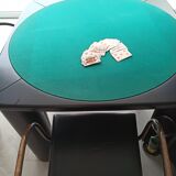 Square table mutlifunction Italian design, signed reversible board for the game, bar legs