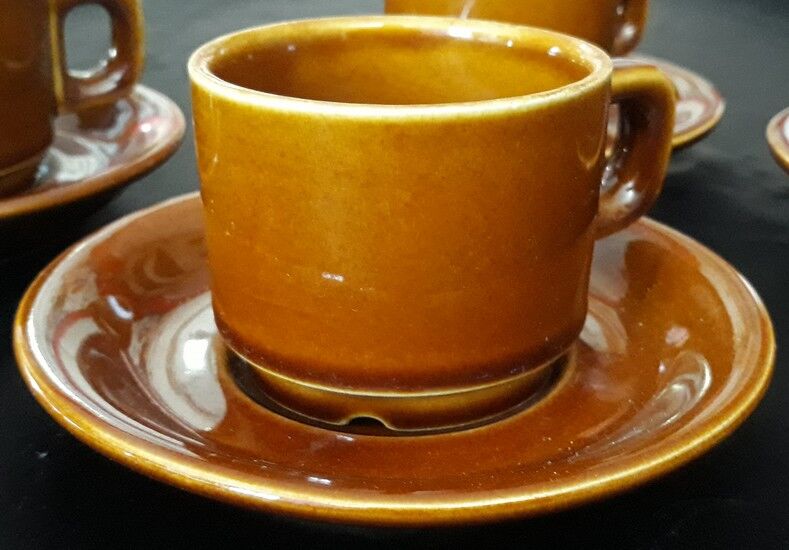 4 bistro coffee cup and sub-cup set 80s