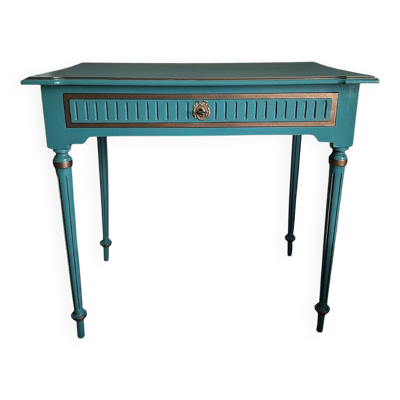 Bureau style Louis XVI peint en bleu sarcelles