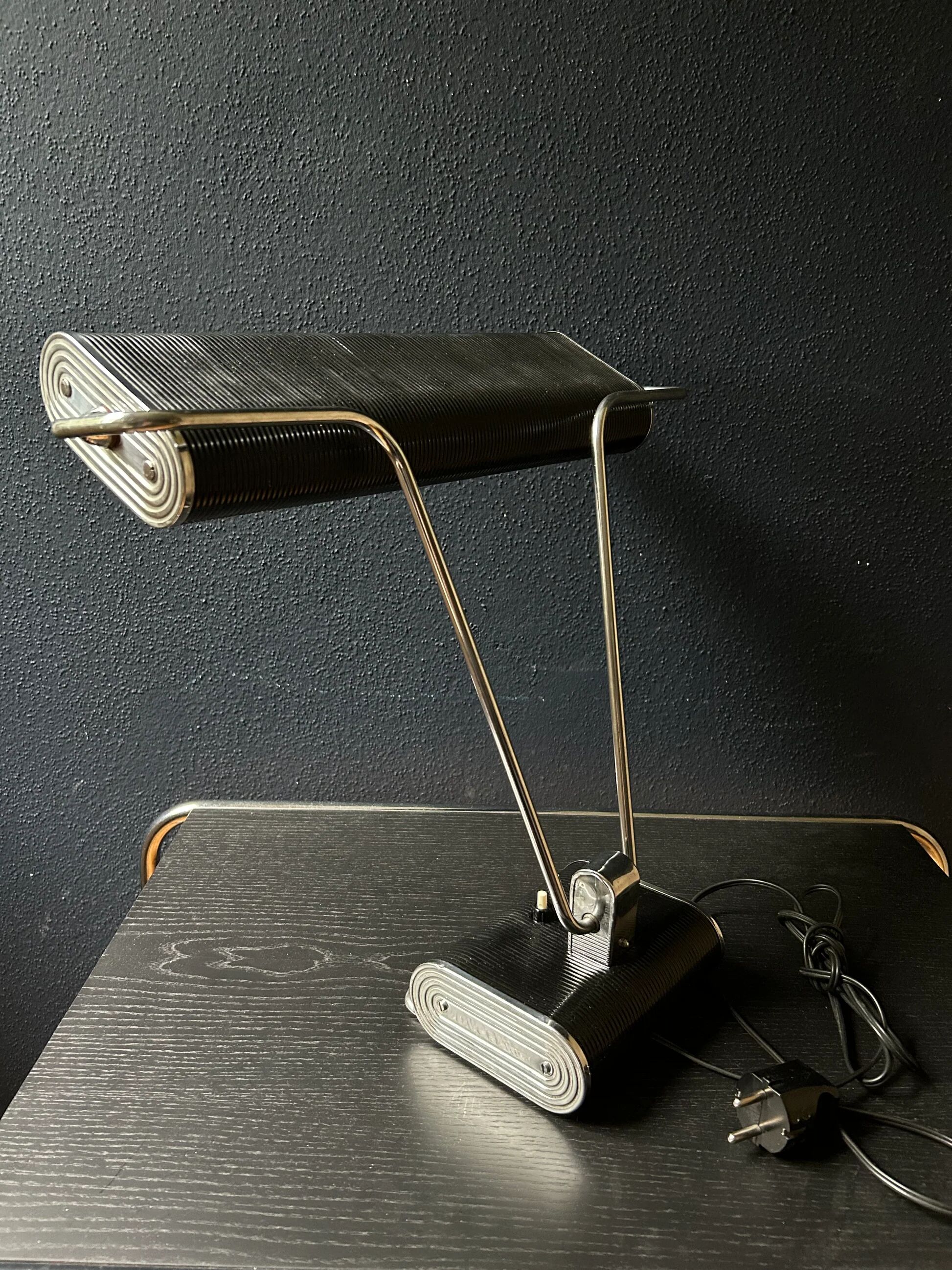 Black and chrome desk lamp model 71 by JUMO, France, 1960s.