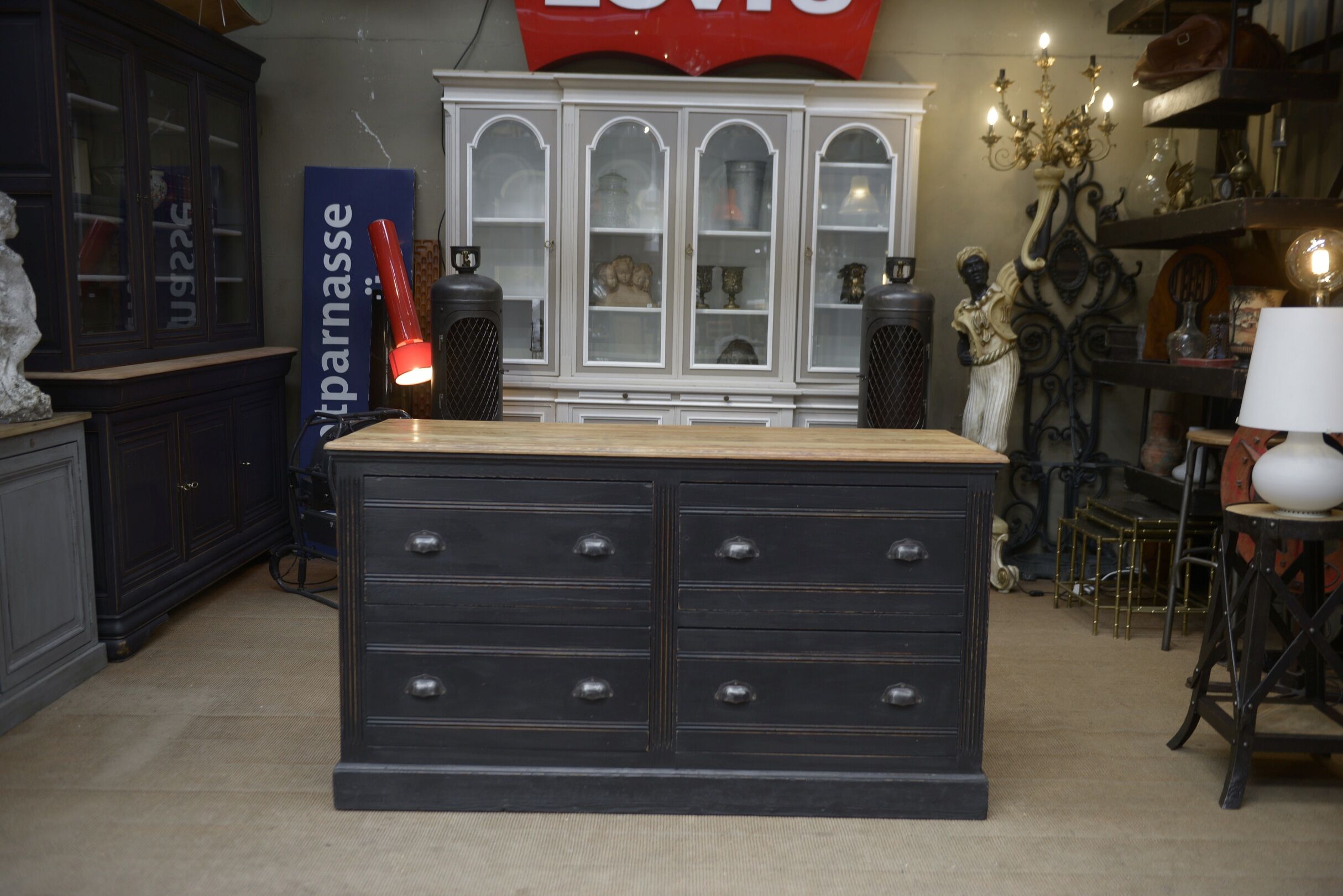 Commercial furniture has 4 large drawers fir 1930