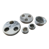 Series of 5 vintage candle holders in Carrara marble