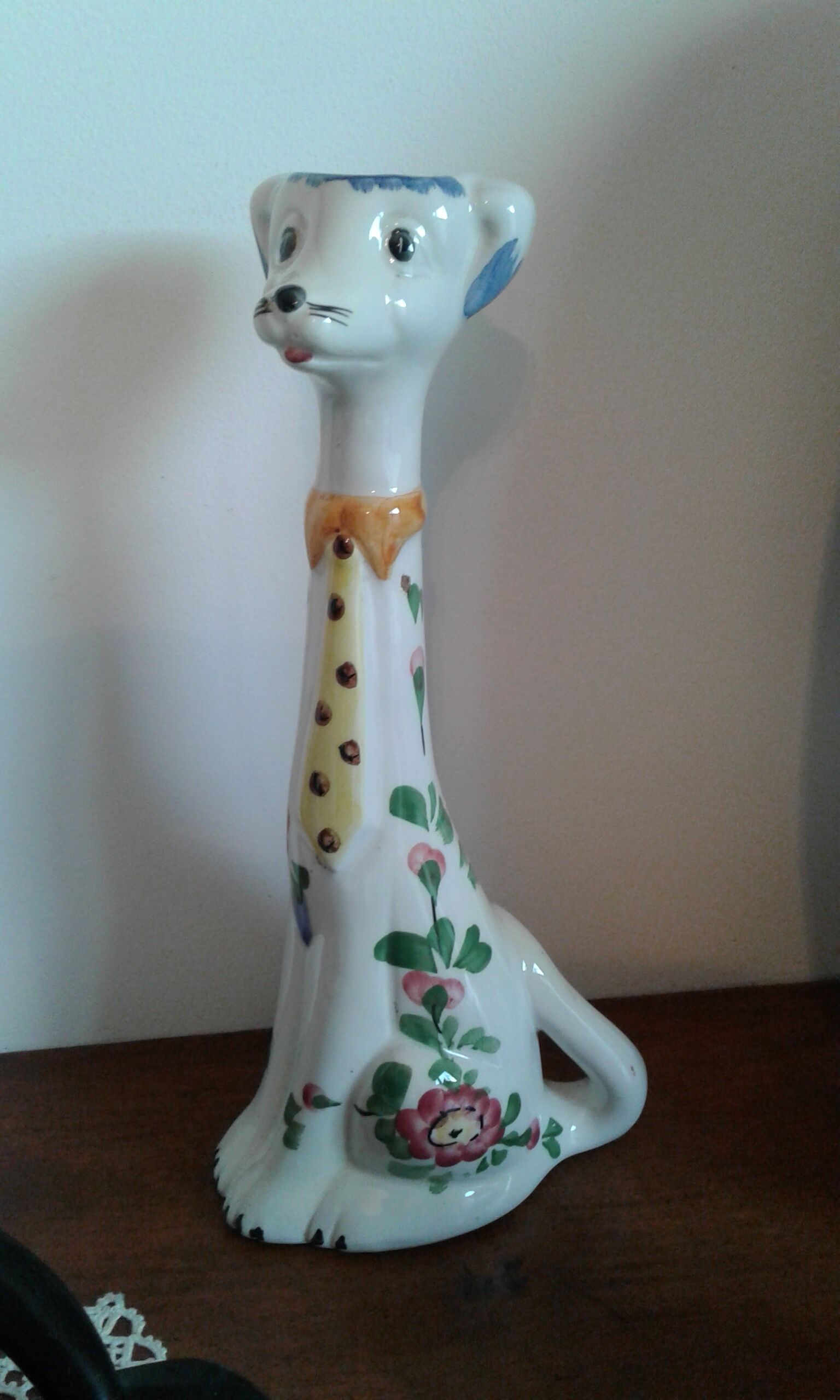 Vase, dog in vintage ceramic