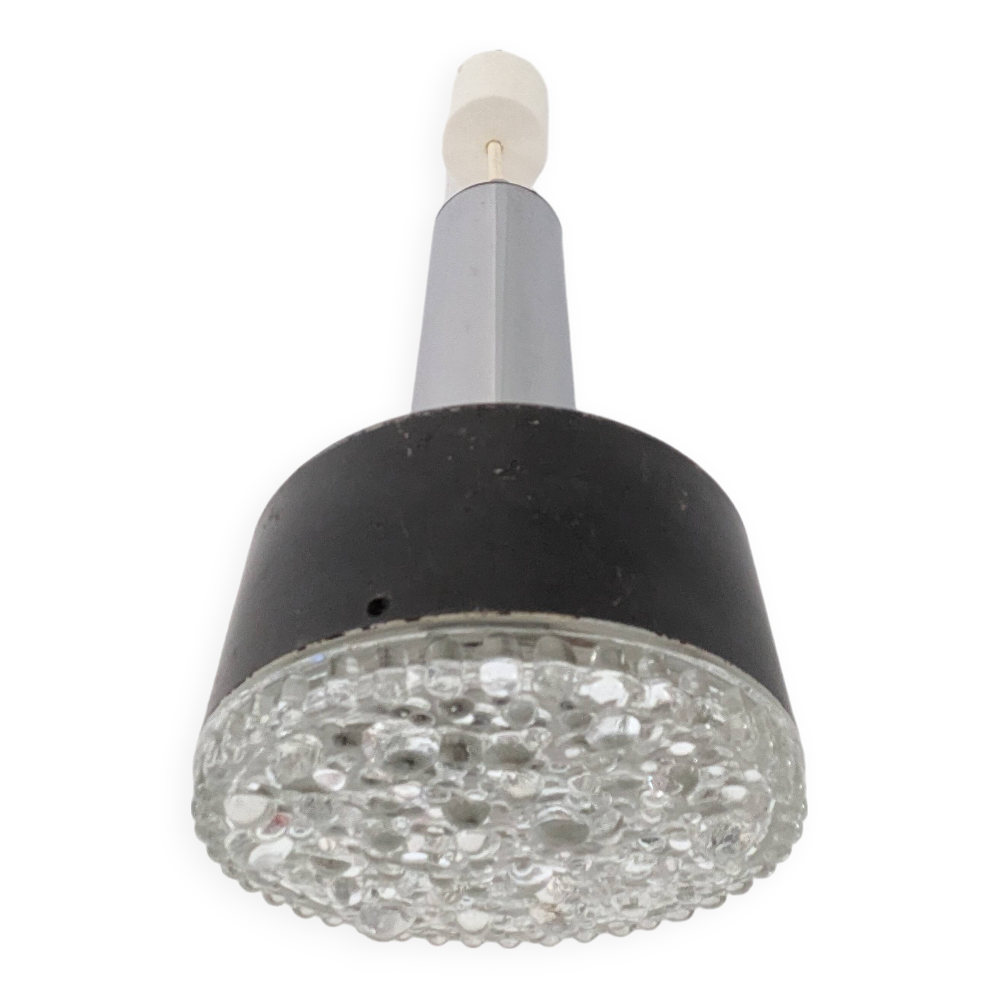 Metal and bubbled glass pendant light, Staff design, 1970s