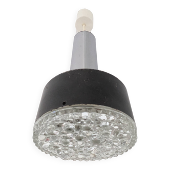 Metal and bubbled glass pendant light, Staff design, 1970s
