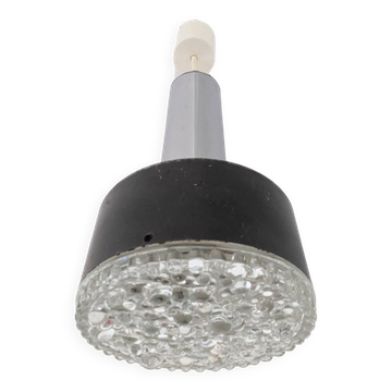 Suspension métal et verre bullé design Staff années 70